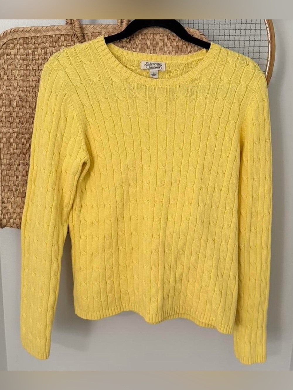 St. John's Bay Sunny butter Yellow classic Cable knit Sweater